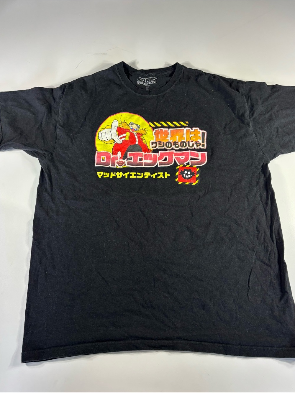 Sega Sonic the Hedgehog Mad Scientist Dr. Eggman Black T-Shirt Size XL